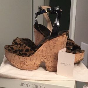 Jimmy Choo leopard platform sandals.